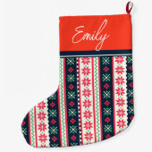 醜いセーター柄かわいいメリークリスマス ラージクリスマスストッキング (裏面)