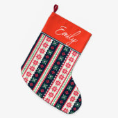 醜いセーター柄かわいいメリークリスマス ラージクリスマスストッキング (正面 (吊り時))