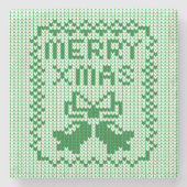 醜いセーター柄のジングルベルとメリークリスマスw ストーンコースター (正面)