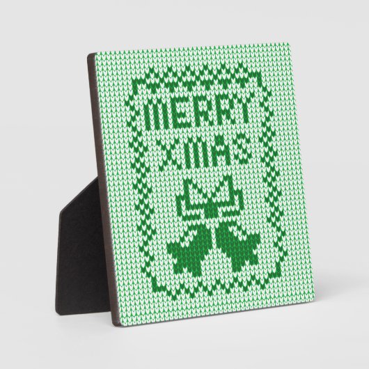 醜いセーター柄のジングルベルとメリークリスマスw フォトプラーク (正面)