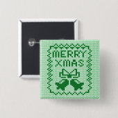 醜いセーター柄のジングルベルとメリークリスマスw 缶バッジ (正面&裏面)