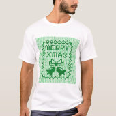 醜いセーター柄のジングルベルとメリークリスマスw tシャツ (正面)