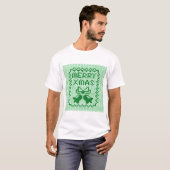 醜いセーター柄のジングルベルとメリークリスマスw tシャツ (正面フル)