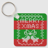 醜いセーター模様のジングルベルメリークリスマス糸 キーホルダー (正面)