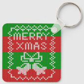 醜いセーター模様のジングルベルメリークリスマス糸 キーホルダー (裏面)
