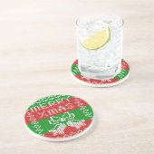 醜いセーター模様のジングルベルメリークリスマス糸 コースター (側面)