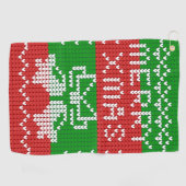 醜いセーター模様のジングルベルメリークリスマス糸 ゴルフタオル (横)