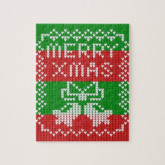 醜いセーター模様のジングルベルメリークリスマス糸 ジグソーパズル (縦)