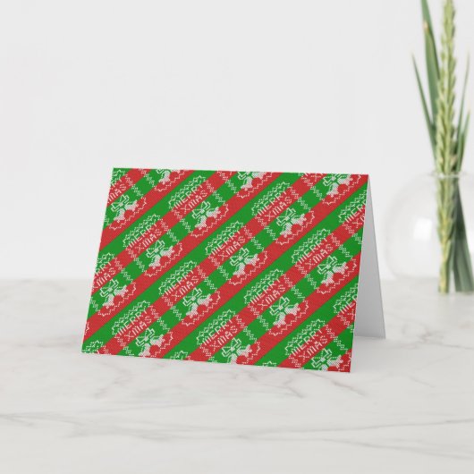 醜いセーター模様のジングルベルメリークリスマス糸 招待状 (正面)