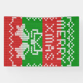醜いセーター模様のジングルベルメリークリスマス糸 横断幕 (横)