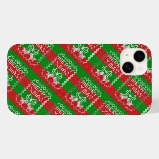 醜いセーター模様のジングルベルメリークリスマス糸 Case-Mate iPhoneケース (裏面 (横))