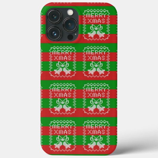醜いセーター模様のジングルベルメリークリスマス糸 Case-Mate iPhoneケース (裏面)
