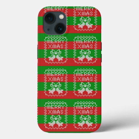 醜いセーター模様のジングルベルメリークリスマス糸 Case-Mate iPhoneケース (裏面)