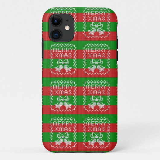醜いセーター模様のジングルベルメリークリスマス糸 Case-Mate iPhoneケース (裏面)