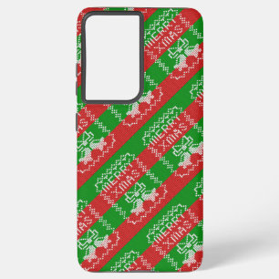 醜いセーター模様のジングルベルメリークリスマス糸 SAMSUNG GALAXY S21+ケース