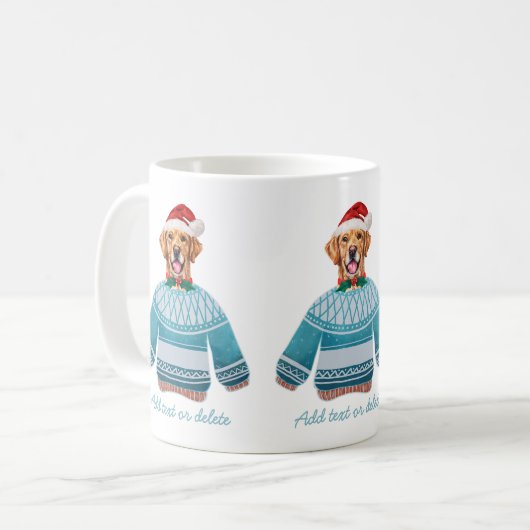醜いセーター犬の恋人を着たゴールデンレトリバー コーヒーマグカップ (正面左)
