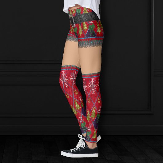 醜いセーター短いスカートもも高 |中程度のスキン レギンス