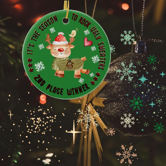 醜いセーター第2勝者ディアー セラミックオーナメント