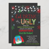 醜いセーター誕生日招待状/クリスマスパーティー 招待状 (正面/裏面)