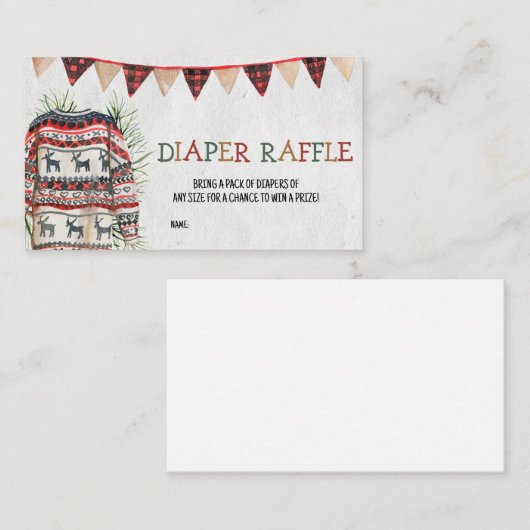 醜いセーター赤ちゃんシャワーおむつラッフル 名刺 (正面/裏面)
