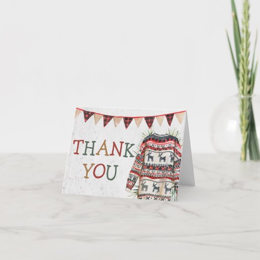 醜いセーター赤ちゃんシャワーサンキューカード サンキューカード (正面)