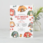 醜いセーター赤ちゃんシャワー、クリスマスシャワー 招待状 (スタンド正面)