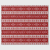 醜いセーター赤と白の雪の結晶ニットフェイク ラッピングペーパー (フラット)