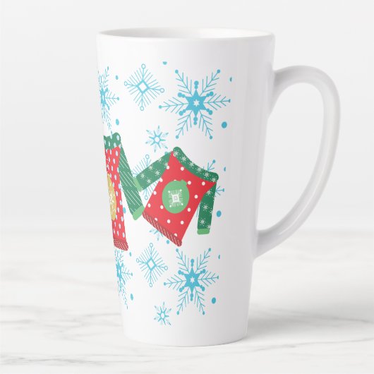 醜いセーター雪の結晶パターン カフェラテマグ (右)