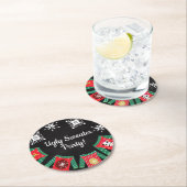 醜いセーター雪の結晶 ラウンドペーパーコースター (インサイチュ)