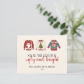 醜いセーター非フォトホリデーポストカカラフルージ ポストカード (スタンド正面)