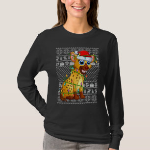 醜いセーター風クリスマスライトサンタハイエナクリスマス Tシャツ