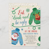 醜いセーター食べパーティーが飲めて醜いパーティー 招待状 (正面/裏面)