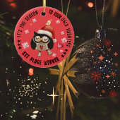 醜いセーター1位の勝者フクロウ セラミックオーナメント