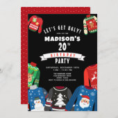 醜いセーター20th誕生日パーティーへの招待 招待状 (正面/裏面)