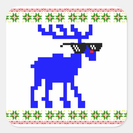 醜いセーター(それに対処する)トナカイのクリスマス スクエアシール (正面)