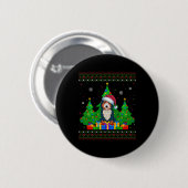醜いセーター クリスマスツリー サンタ帽 バーニドゥードル 缶バッジ (正面&裏面)