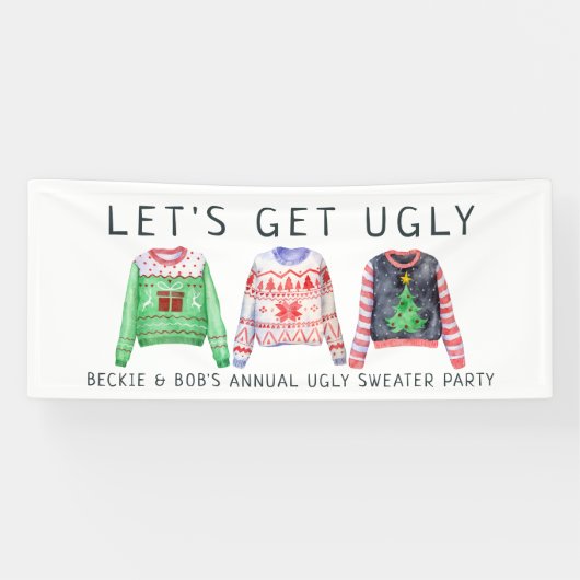 醜いセーター クリスマスパーティー ウェルカムバナー 横断幕 (横)
