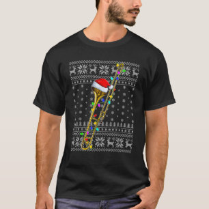 醜いセーター クリスマスライト サンタ ミュージカル トロンボーン チ Tシャツ