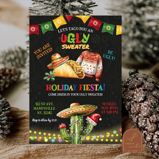 醜いセーター タコス メキシコのクリスマスパーティー 招待状