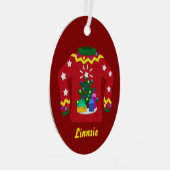 醜いセ感じーターが見カスタマイズえる メタルオーナメント (正面右)