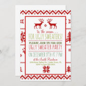 醜いタッキーなセータークリスマスホリデーパーティー 招待状 (正面/裏面)
