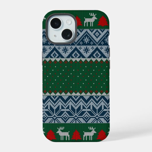 醜いニットセータートインデナークリスマスツリーホリデイ iPhone 15ケース (裏面)
