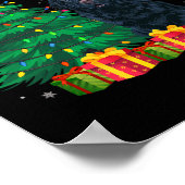 醜いニューファンドランドSanta Hat Christmas Lights犬L ポスター (角)