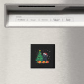 醜いニューファンドランドSanta Hat Christmas Lights犬L マグネット (インサイチュ (食洗機))