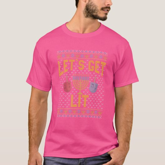 醜いハヌカーのセーター酒に火をつけよう Tシャツ (正面)