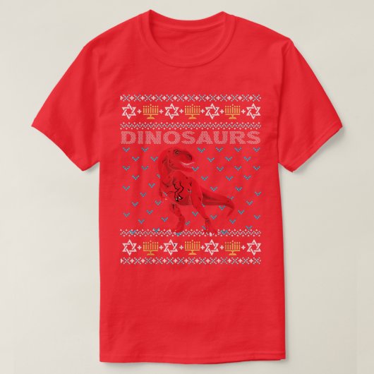 醜いハヌカーのセーター，恐竜，ユダヤ恐竜 Tシャツ (デザイン正面)