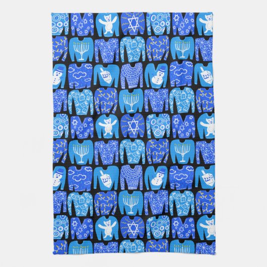 醜いハンヌカスウェータズホリデーパターン キッチンタオル (縦)