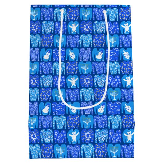 醜いハンヌカスウェータースウィンターホリデー ミディアムペーパーバッグ (裏面)