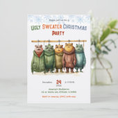 醜いパーソナライズされたセーターのクリスマスパーティー 招待状 (スタンド正面)