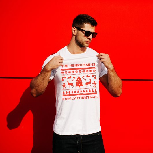 醜いパーソナライズされたセータースタイルファミリークリスマス トライブレンドＴシャツ